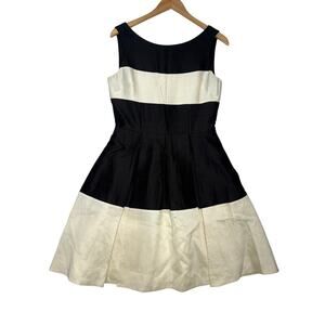 Kate Spade Black/White Silk Cotton Cocktail Fit and Flare Classy Preppy sz 6